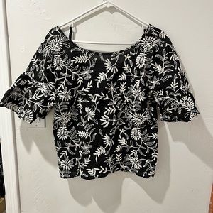 Embroidered flutter sleeve